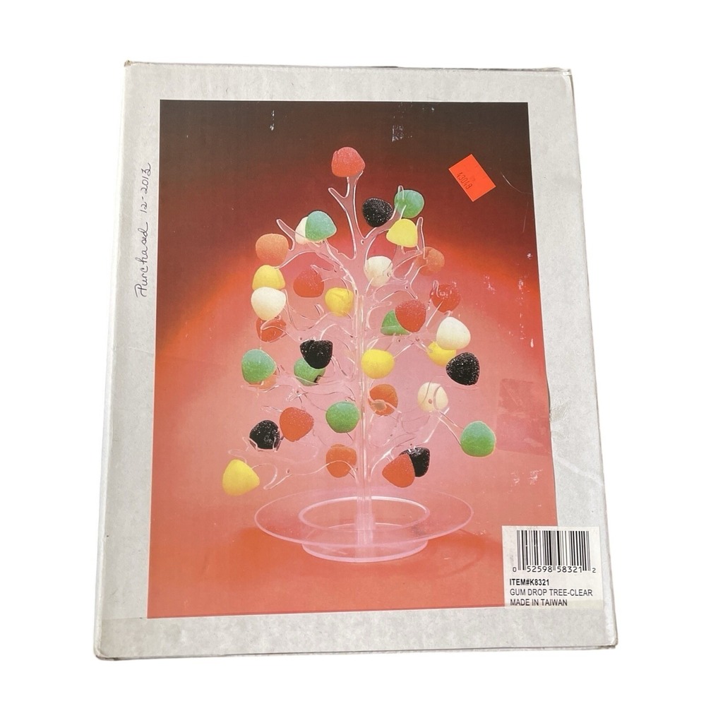 Vtg Holiday Tidbit Gumdrop Tree Plastic Clear Acrylic‎ Server Stand w/box